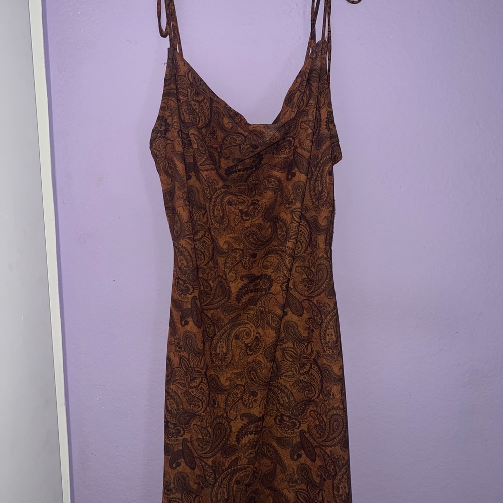 Brown Paisley Midi Dress